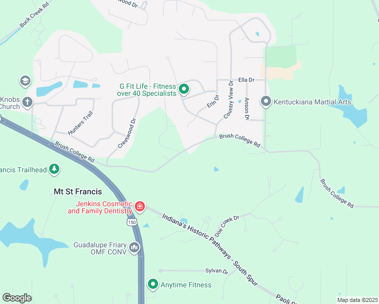 map of restaurants, bars, coffee shops, grocery stores, and more near 4609 Brush College Road in Floyds Knobs