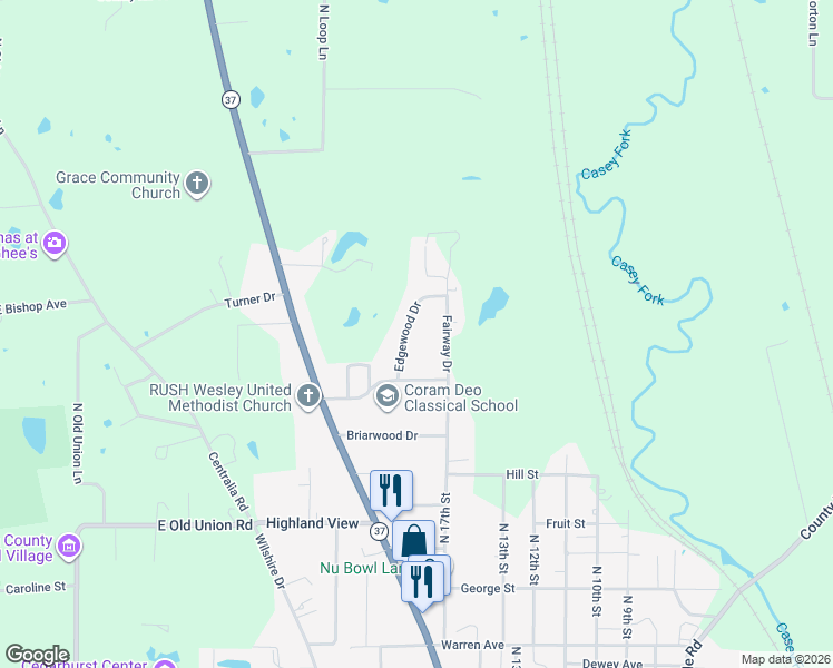 map of restaurants, bars, coffee shops, grocery stores, and more near 1-21 Fairway Drive in Mount Vernon