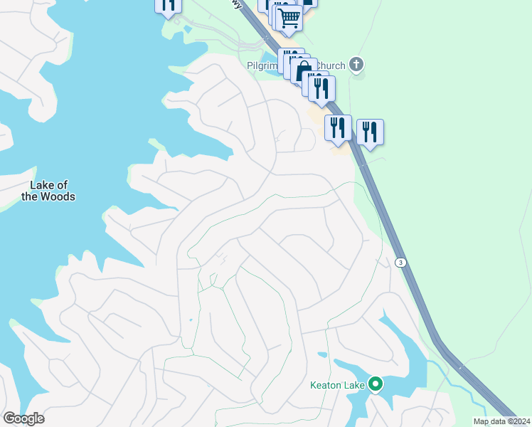 map of restaurants, bars, coffee shops, grocery stores, and more near 321 Fairway Drive in Locust Grove