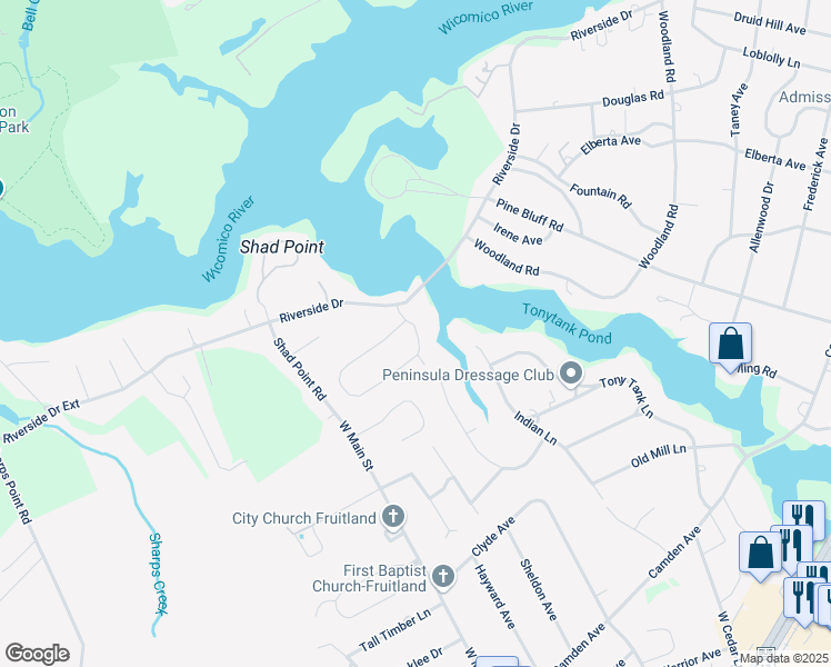 map of restaurants, bars, coffee shops, grocery stores, and more near 1708 Timberlake Drive in Salisbury