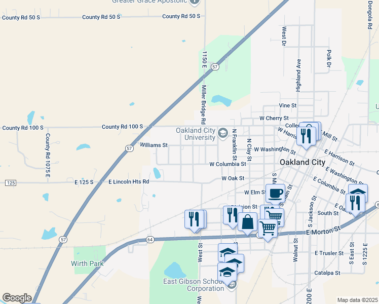 map of restaurants, bars, coffee shops, grocery stores, and more near 801-831 Williams Street in Oakland City