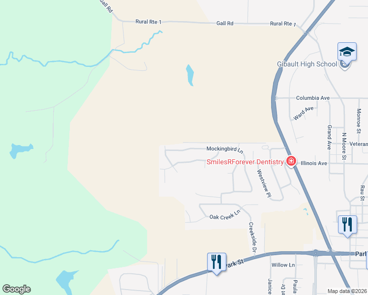 map of restaurants, bars, coffee shops, grocery stores, and more near 428 Mockingbird Lane in Waterloo