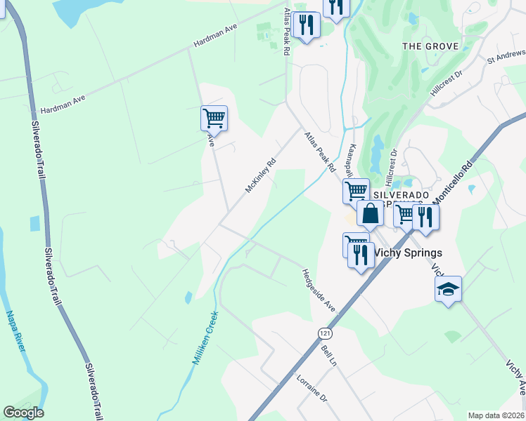 map of restaurants, bars, coffee shops, grocery stores, and more near 1787 McKinley Road in Napa