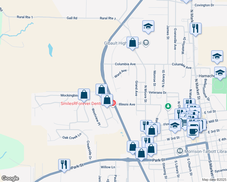 map of restaurants, bars, coffee shops, grocery stores, and more near 407 Station Crossing in Waterloo