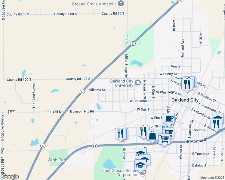map of restaurants, bars, coffee shops, grocery stores, and more near 200 North 3rd Avenue in Oakland City