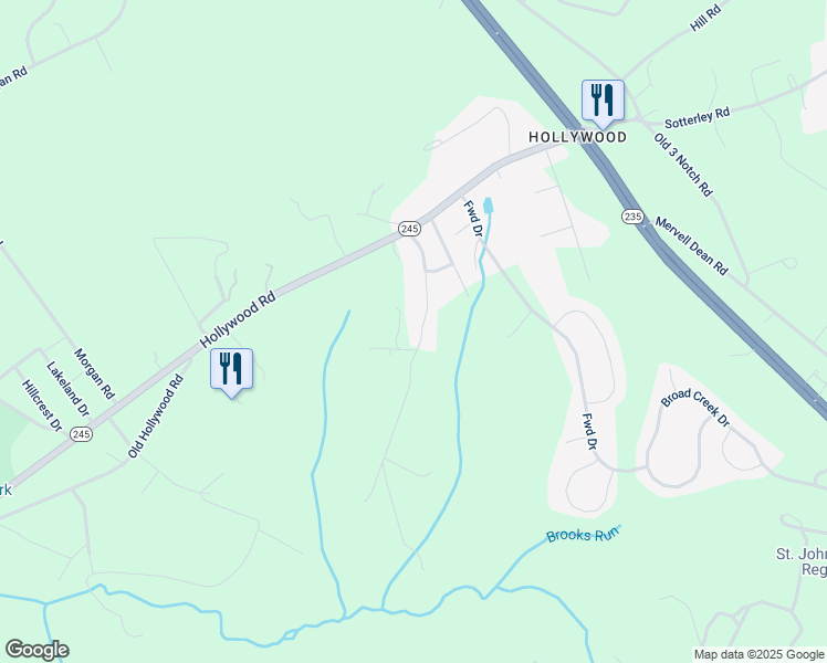 map of restaurants, bars, coffee shops, grocery stores, and more near 24445 Mount Pleasant Road in Hollywood