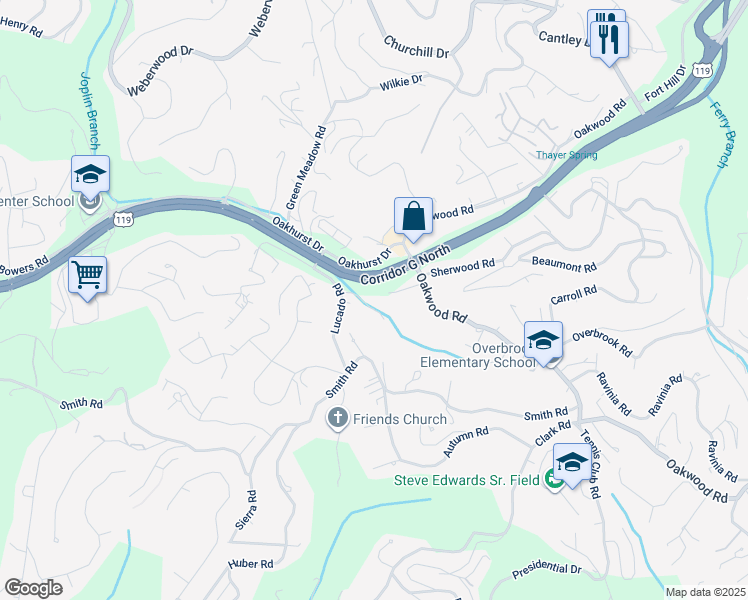 map of restaurants, bars, coffee shops, grocery stores, and more near 921 Bryant Road in Charleston