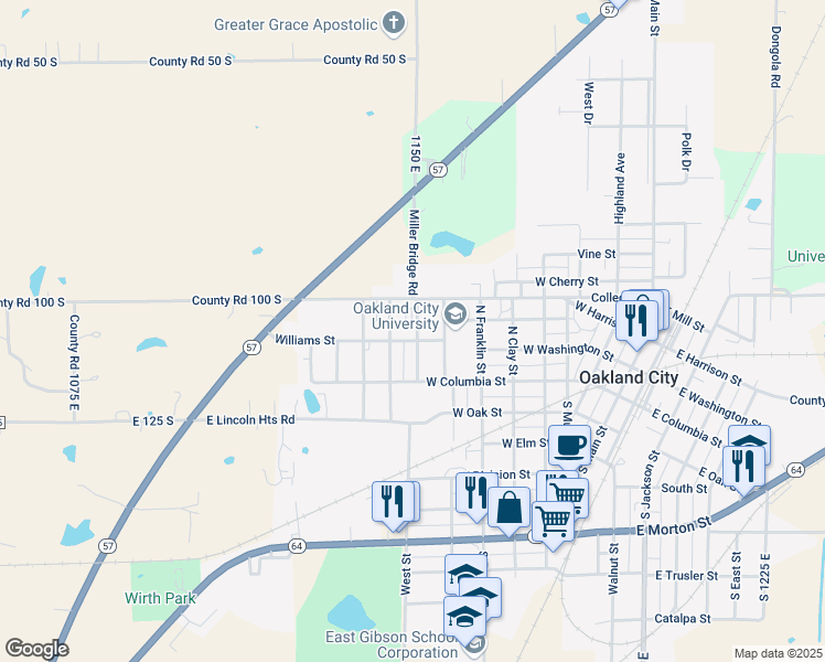 map of restaurants, bars, coffee shops, grocery stores, and more near 801 Williams Street in Oakland City