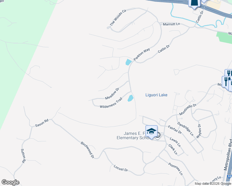 map of restaurants, bars, coffee shops, grocery stores, and more near 2150 Meadow Drive in Barnhart