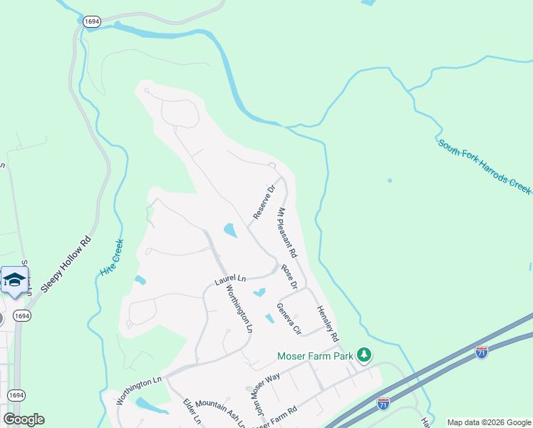 map of restaurants, bars, coffee shops, grocery stores, and more near 9006 Reserve Drive in Prospect