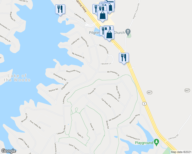 map of restaurants, bars, coffee shops, grocery stores, and more near 4310 Lakeview Parkway in Locust Grove