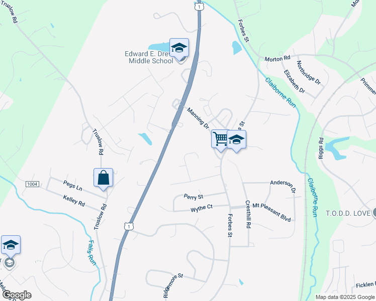 map of restaurants, bars, coffee shops, grocery stores, and more near 33 Garnet Way in Fredericksburg