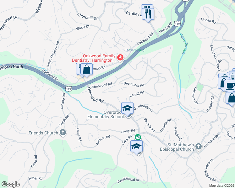 map of restaurants, bars, coffee shops, grocery stores, and more near 1 Ridge Rd in Charleston