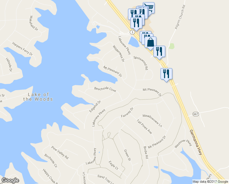 map of restaurants, bars, coffee shops, grocery stores, and more near 106 Edgehill Drive in Locust Grove