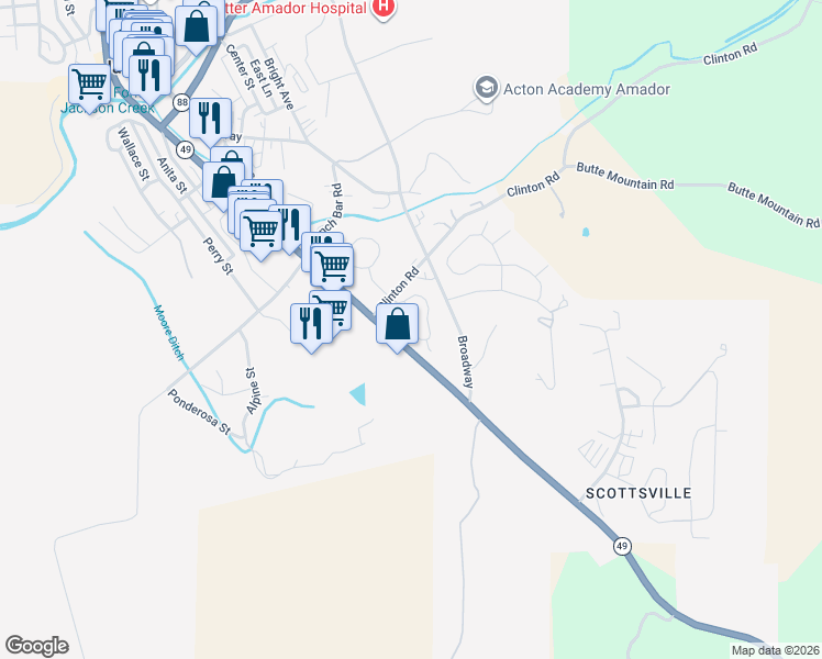 map of restaurants, bars, coffee shops, grocery stores, and more near 150 Clinton Road in Jackson