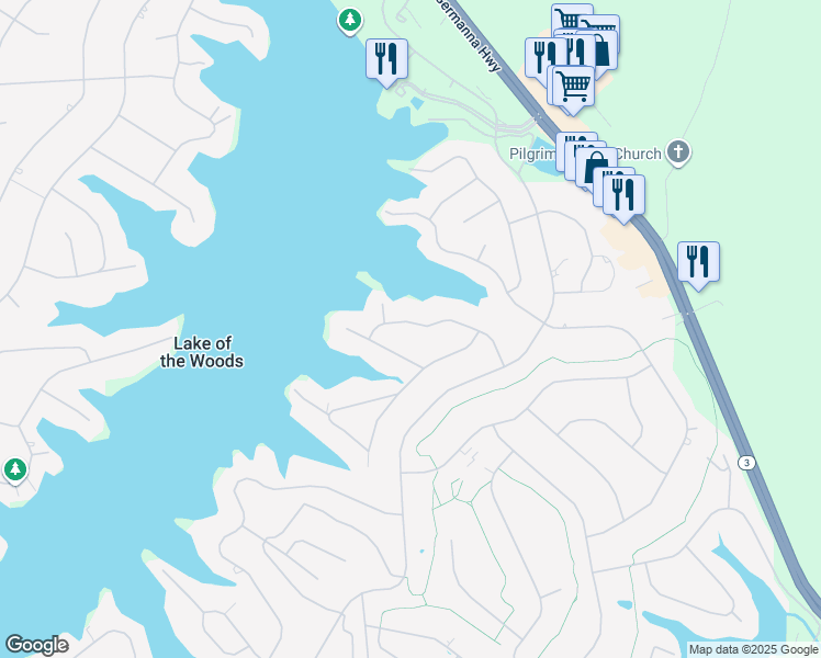 map of restaurants, bars, coffee shops, grocery stores, and more near 223 Beachside Cove in Locust Grove
