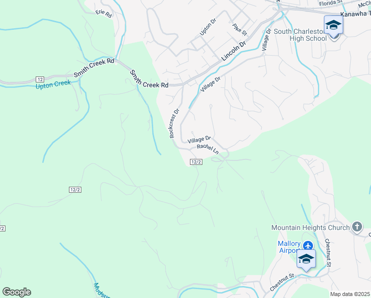 map of restaurants, bars, coffee shops, grocery stores, and more near 136 Rockcrest Dr in South Charleston