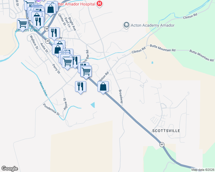 map of restaurants, bars, coffee shops, grocery stores, and more near 150 Clinton Road in Jackson
