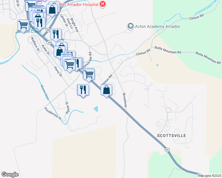 map of restaurants, bars, coffee shops, grocery stores, and more near 150 Clinton Road in Jackson