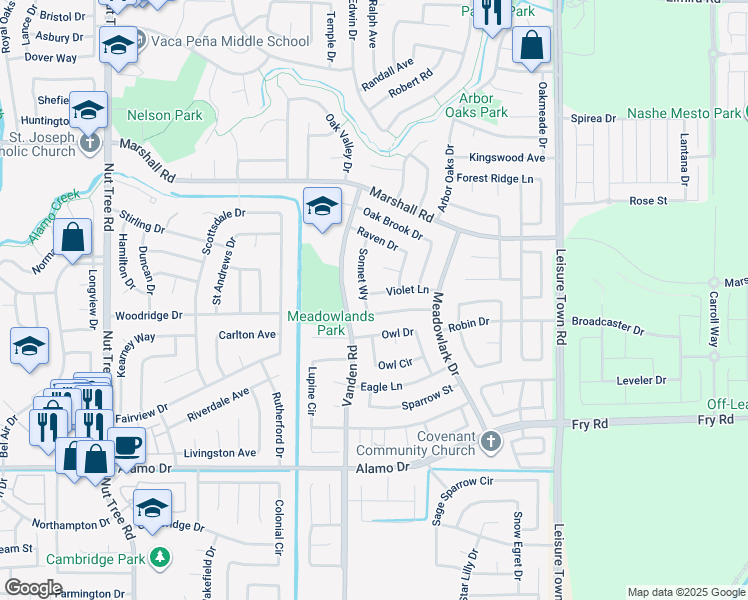 map of restaurants, bars, coffee shops, grocery stores, and more near 836 Sonnet Drive in Vacaville