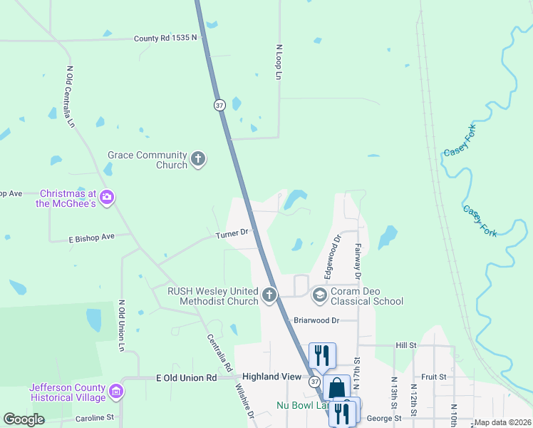 map of restaurants, bars, coffee shops, grocery stores, and more near 14700 North Allen Lane in Mount Vernon