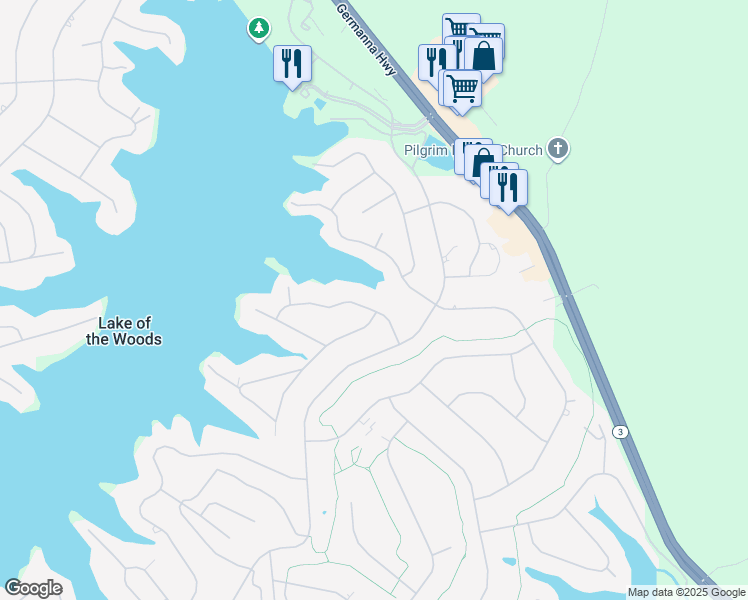 map of restaurants, bars, coffee shops, grocery stores, and more near 202 Beachside Cove in Locust Grove