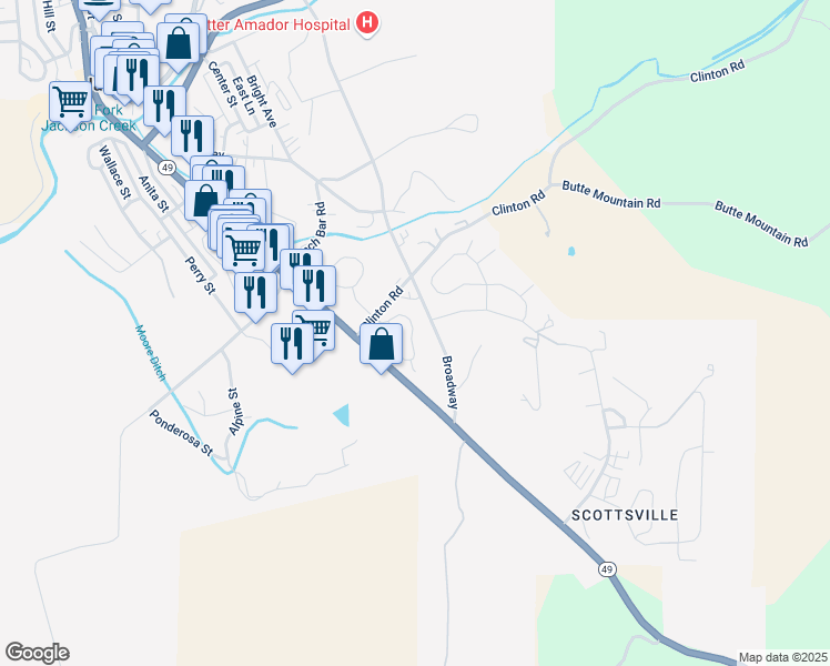 map of restaurants, bars, coffee shops, grocery stores, and more near 150 Clinton Road in Jackson