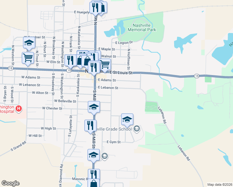 map of restaurants, bars, coffee shops, grocery stores, and more near 582 East Lebanon Street in Nashville