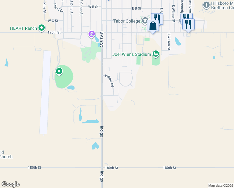 map of restaurants, bars, coffee shops, grocery stores, and more near 101-211 Willow Road in Hillsboro