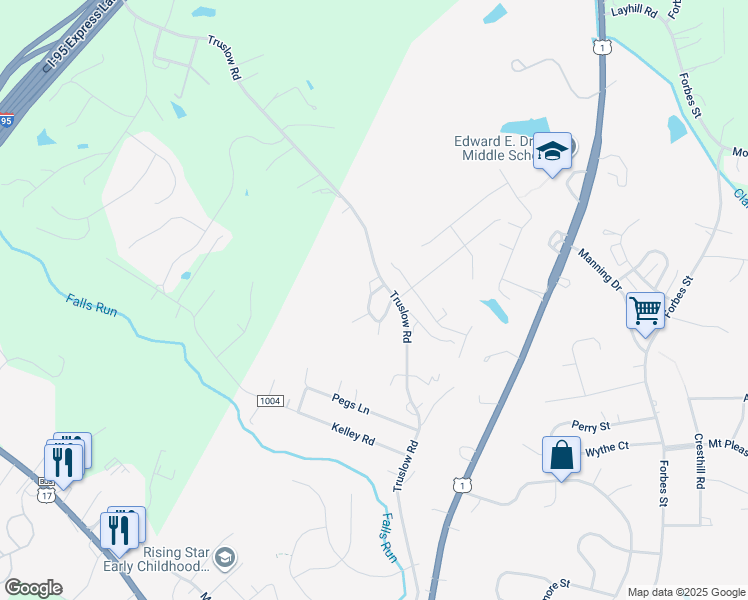 map of restaurants, bars, coffee shops, grocery stores, and more near 58 Schooler Loop in Fredericksburg