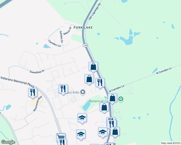 map of restaurants, bars, coffee shops, grocery stores, and more near Kentucky 146 in Crestwood