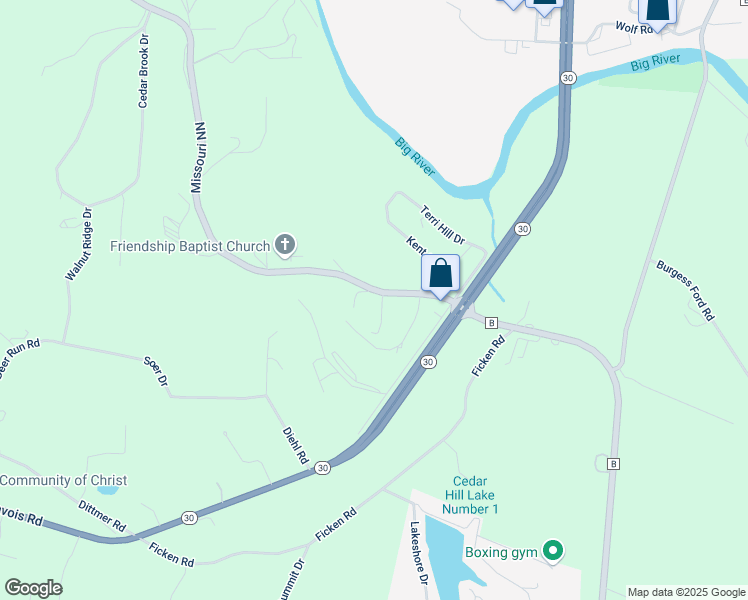 map of restaurants, bars, coffee shops, grocery stores, and more near 7005 Hillview Drive in Cedar Hill