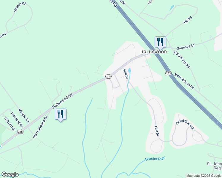 map of restaurants, bars, coffee shops, grocery stores, and more near 24521 Mount Pleasant Road in Hollywood