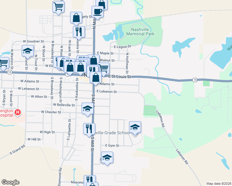map of restaurants, bars, coffee shops, grocery stores, and more near 582 East Lebanon Street in Nashville