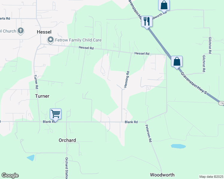 map of restaurants, bars, coffee shops, grocery stores, and more near 5718 Henning Road in Sebastopol