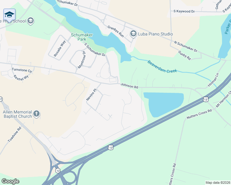 map of restaurants, bars, coffee shops, grocery stores, and more near 1101 Catherell Court in Salisbury