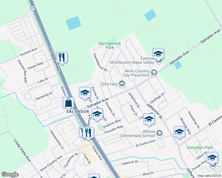 map of restaurants, bars, coffee shops, grocery stores, and more near in Napa