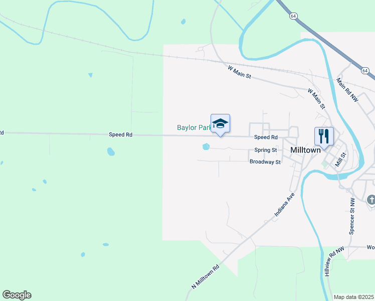 map of restaurants, bars, coffee shops, grocery stores, and more near 600 Speed Rd in Milltown