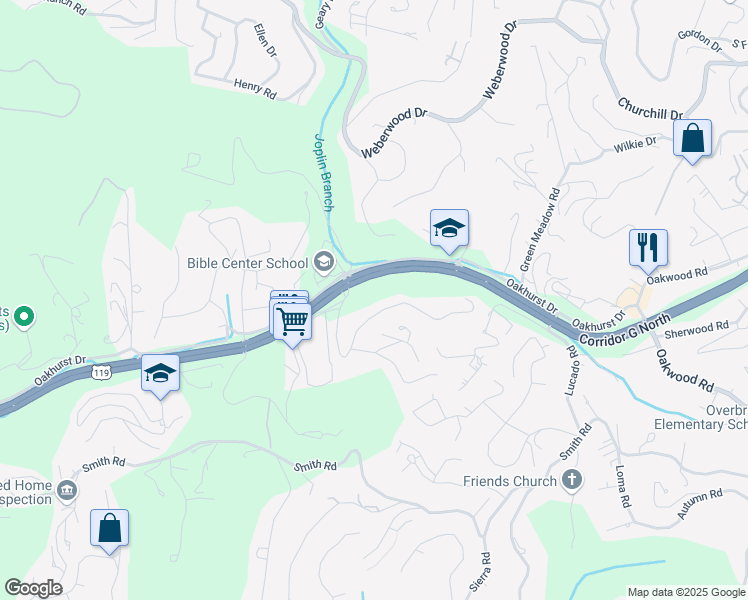 map of restaurants, bars, coffee shops, grocery stores, and more near U.S. 119 in Charleston