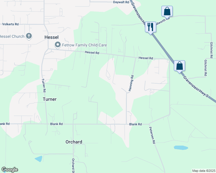 map of restaurants, bars, coffee shops, grocery stores, and more near 5034 Hessel Road in Sebastopol