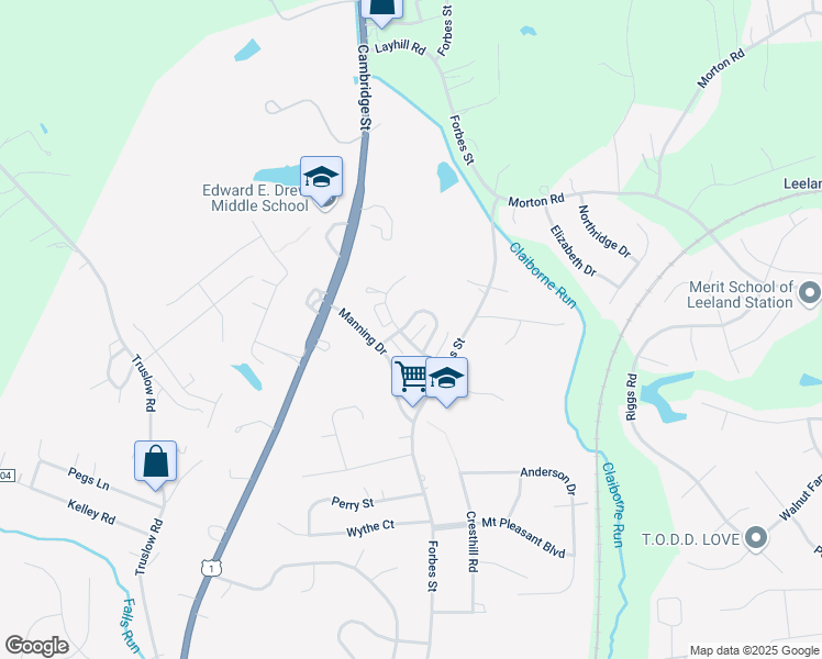 map of restaurants, bars, coffee shops, grocery stores, and more near 1129 James Madison Circle in Fredericksburg