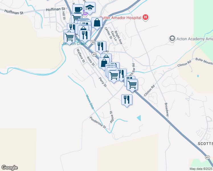 map of restaurants, bars, coffee shops, grocery stores, and more near 417 Perry Street in Jackson