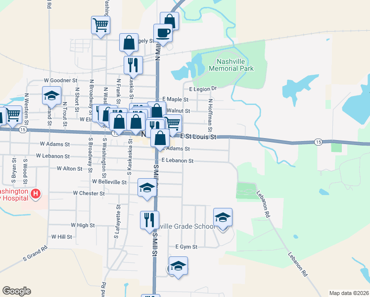 map of restaurants, bars, coffee shops, grocery stores, and more near 615 East Adams Street in Nashville