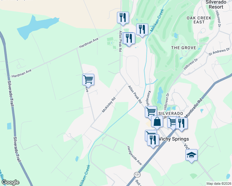 map of restaurants, bars, coffee shops, grocery stores, and more near 1848 McKinley Road in Napa