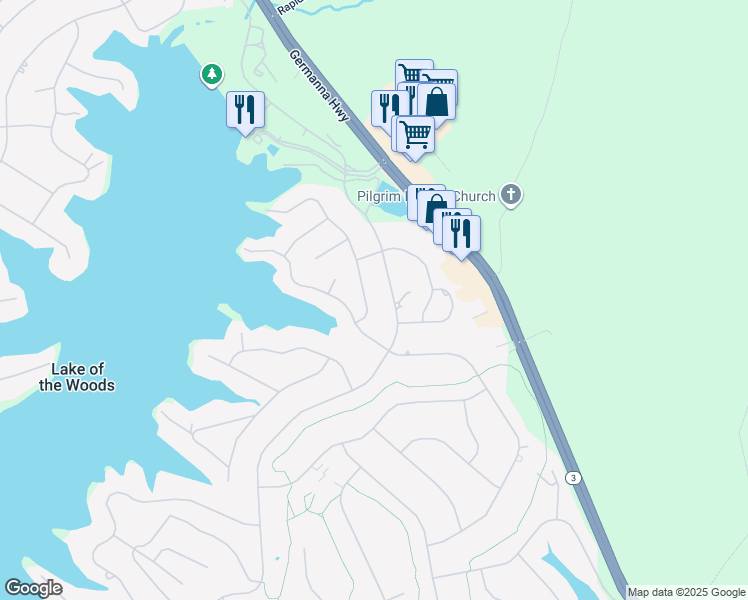 map of restaurants, bars, coffee shops, grocery stores, and more near 108 Wilderness Drive in Locust Grove