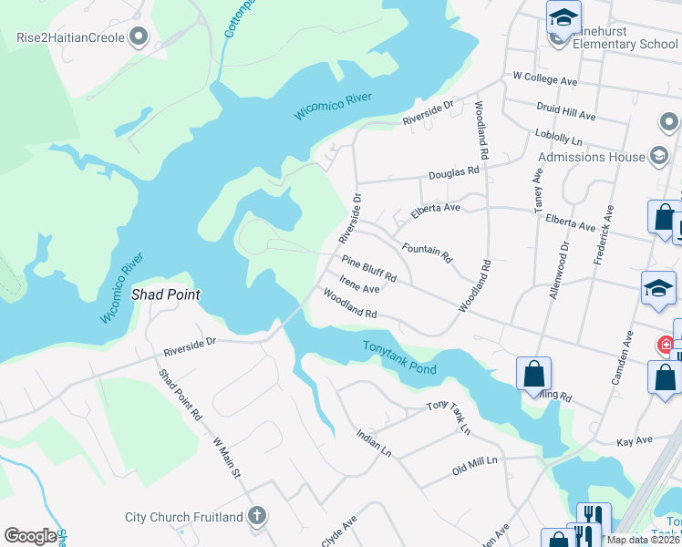 map of restaurants, bars, coffee shops, grocery stores, and more near 628 Pine Bluff Road in Salisbury
