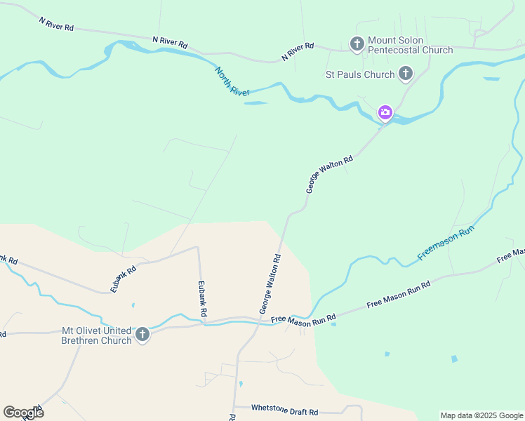 map of restaurants, bars, coffee shops, grocery stores, and more near 1134 George Walton Road in Mount Solon