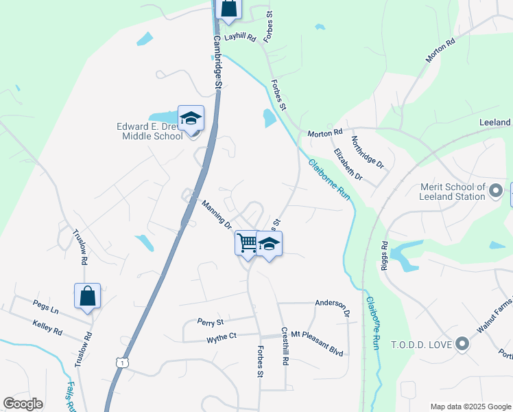 map of restaurants, bars, coffee shops, grocery stores, and more near 1129 James Madison Circle in Fredericksburg