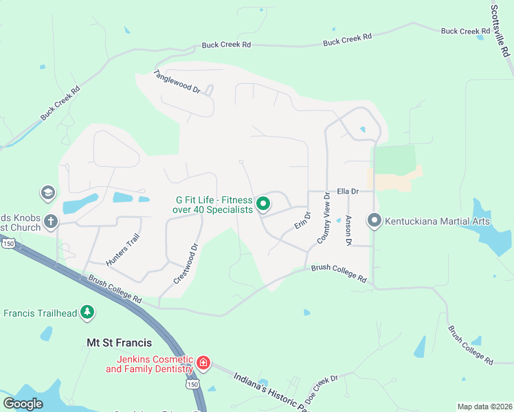 map of restaurants, bars, coffee shops, grocery stores, and more near 4610 Shady View Drive in Floyds Knobs