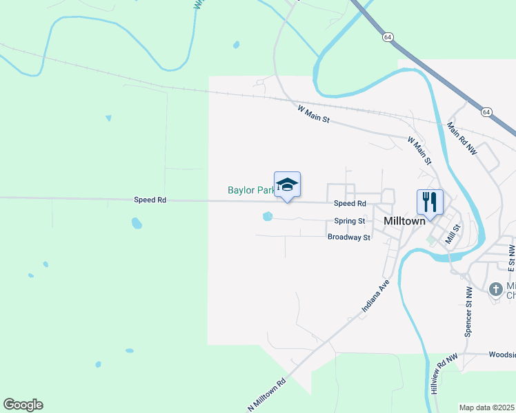map of restaurants, bars, coffee shops, grocery stores, and more near 600 Speed Rd in Milltown